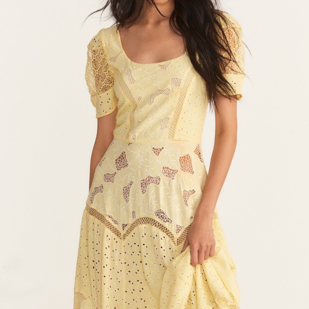 LoveShackFancy Nella Maxi Dress in Lemon Sun
